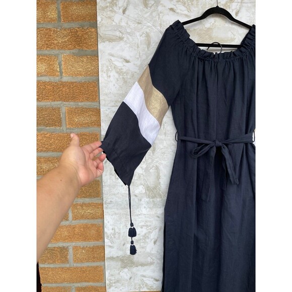 Ancient Kallos navy Linen Kaftan Dress - 100%
Handmade in Greece, Boho Maxi - Picture 5 of 12